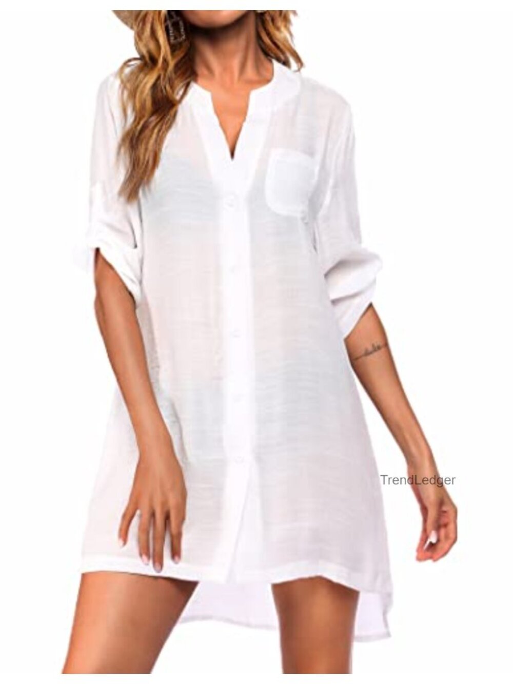 Ekouaer Swim Cover Up Button Down Beach Dress Shirt
